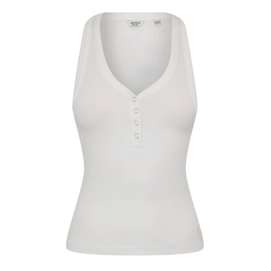 Vintage White - Front - Jack Wills Womens-Ladies Ribbed Henley Slim Vest Top