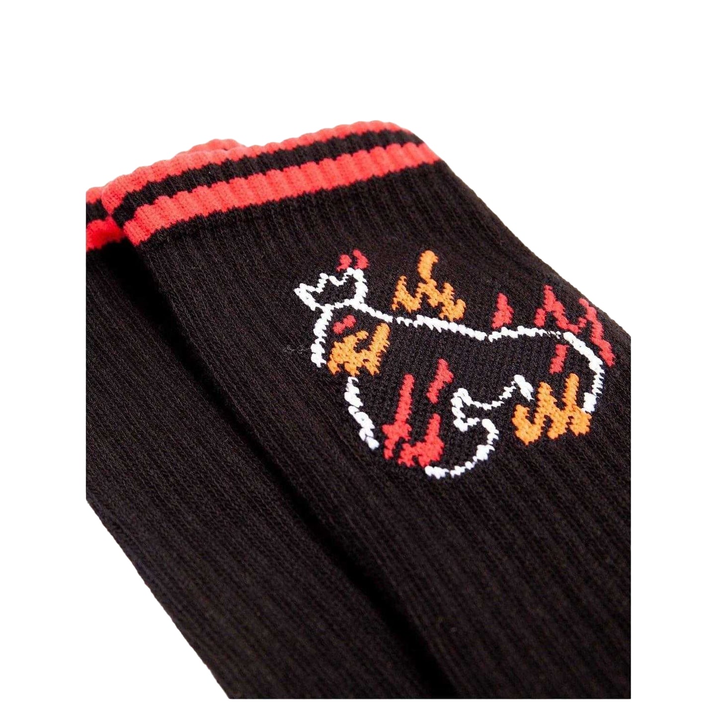 Black - Side - Ape Mens Flaming Crew Socks (Pack of 3)