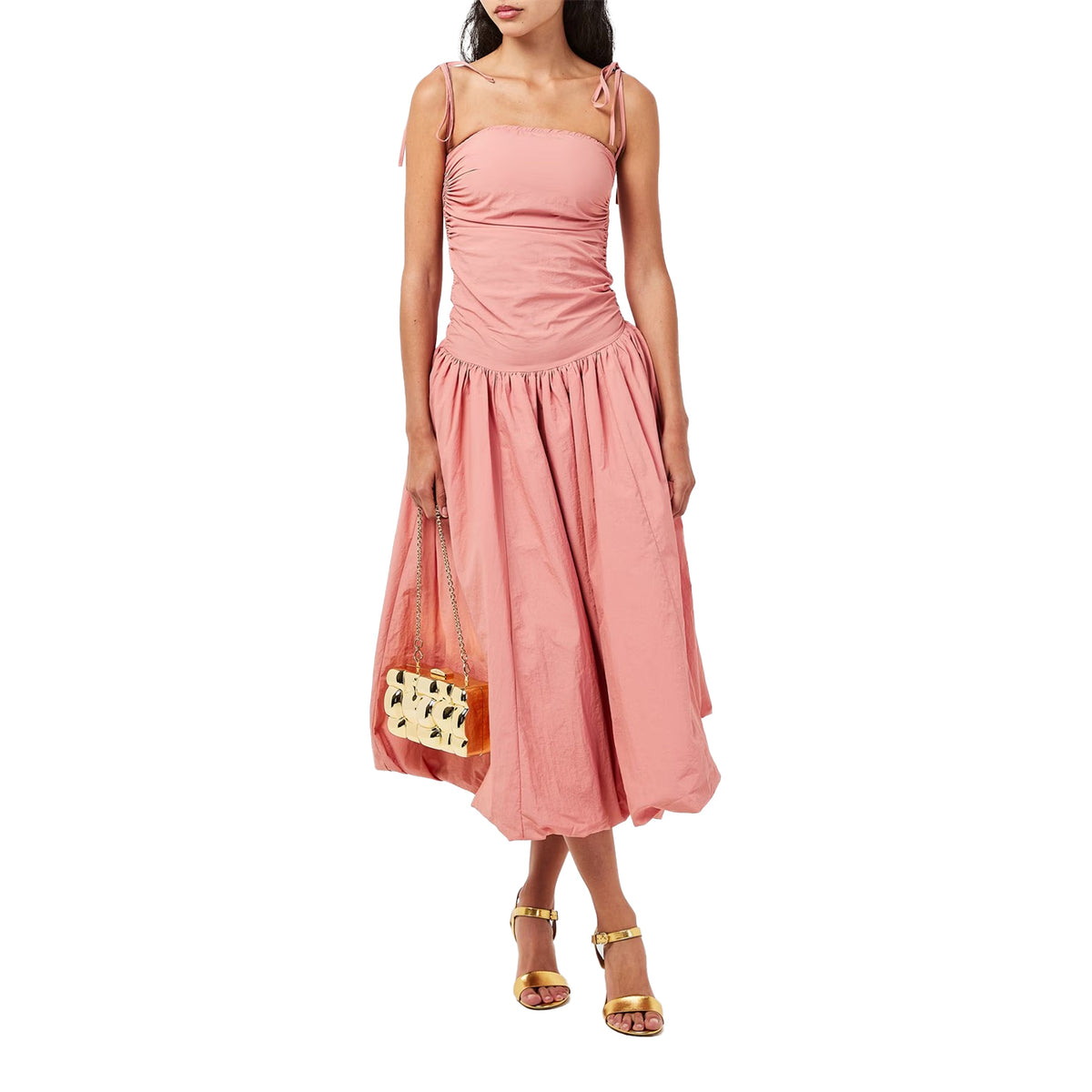 Peach - Pack Shot - AmyLynn Womens-Ladies Peplum Midi Dress