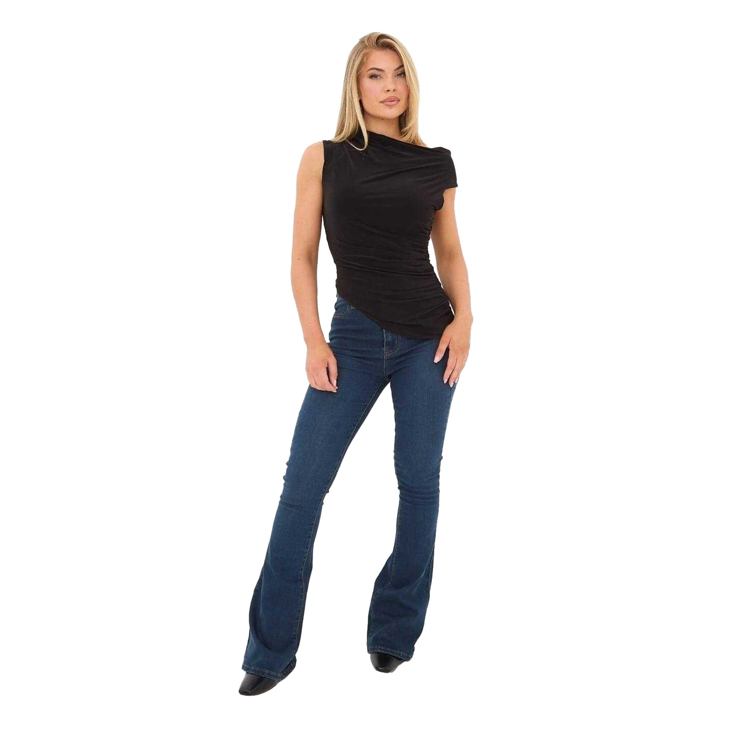 Black - Lifestyle - I Saw It First Womens-Ladies Ruched One Shoulder Top