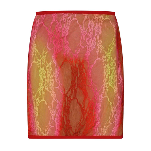 Red-Pink - Front - Sinead Gorey Womens-Ladies Floral Pattern Lace Pencil Skirt
