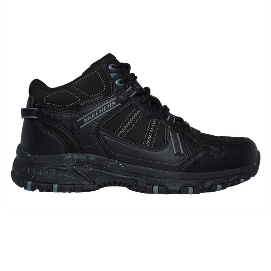 Black - Front - Skechers Mens Hillcrest Logo Leather Walking Boots