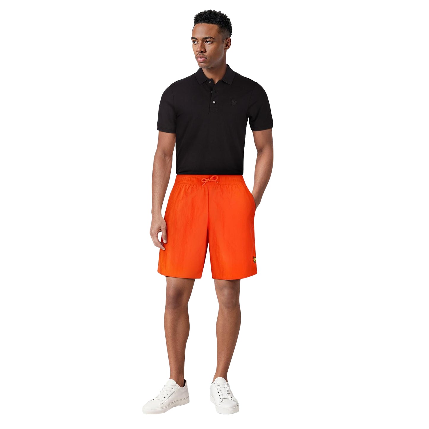 Orange - Pack Shot - Lyle & Scott Mens Grosgrain Embroidered Logo Swim Shorts