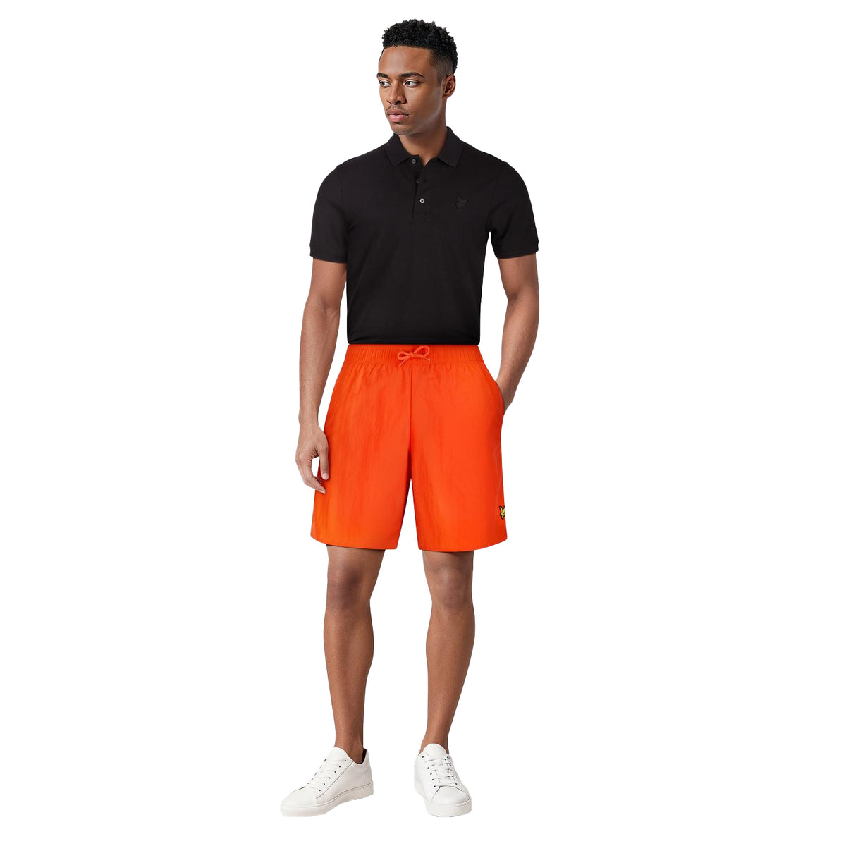 Orange - Pack Shot - Lyle & Scott Mens Grosgrain Embroidered Logo Swim Shorts
