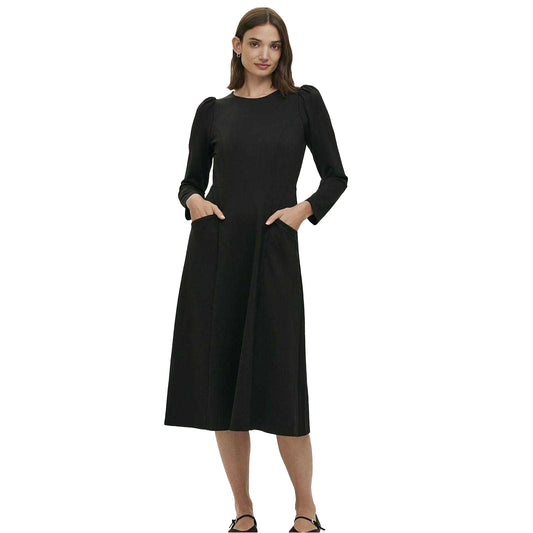 Black - Front - Finery Womens-Ladies Felice Ponte Crew Neck Midi Dress