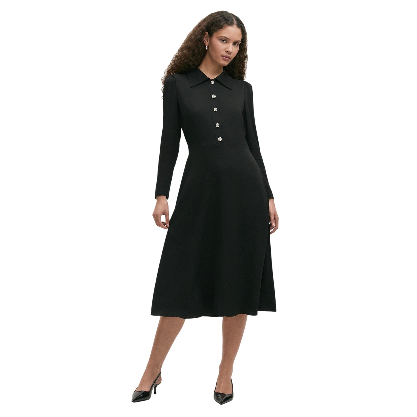 Black - Lifestyle - Finery Womens-Ladies Lucia Collared Midi Dress