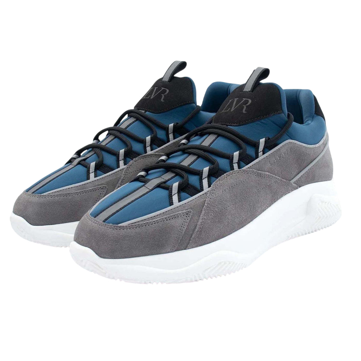 Navy - Side - Lavair Mens Creator 2.0 Logo Leather Trainers