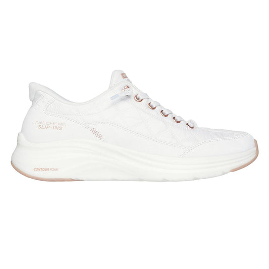White-Gold - Front - Skechers Womens-Ladies Foam Trainers