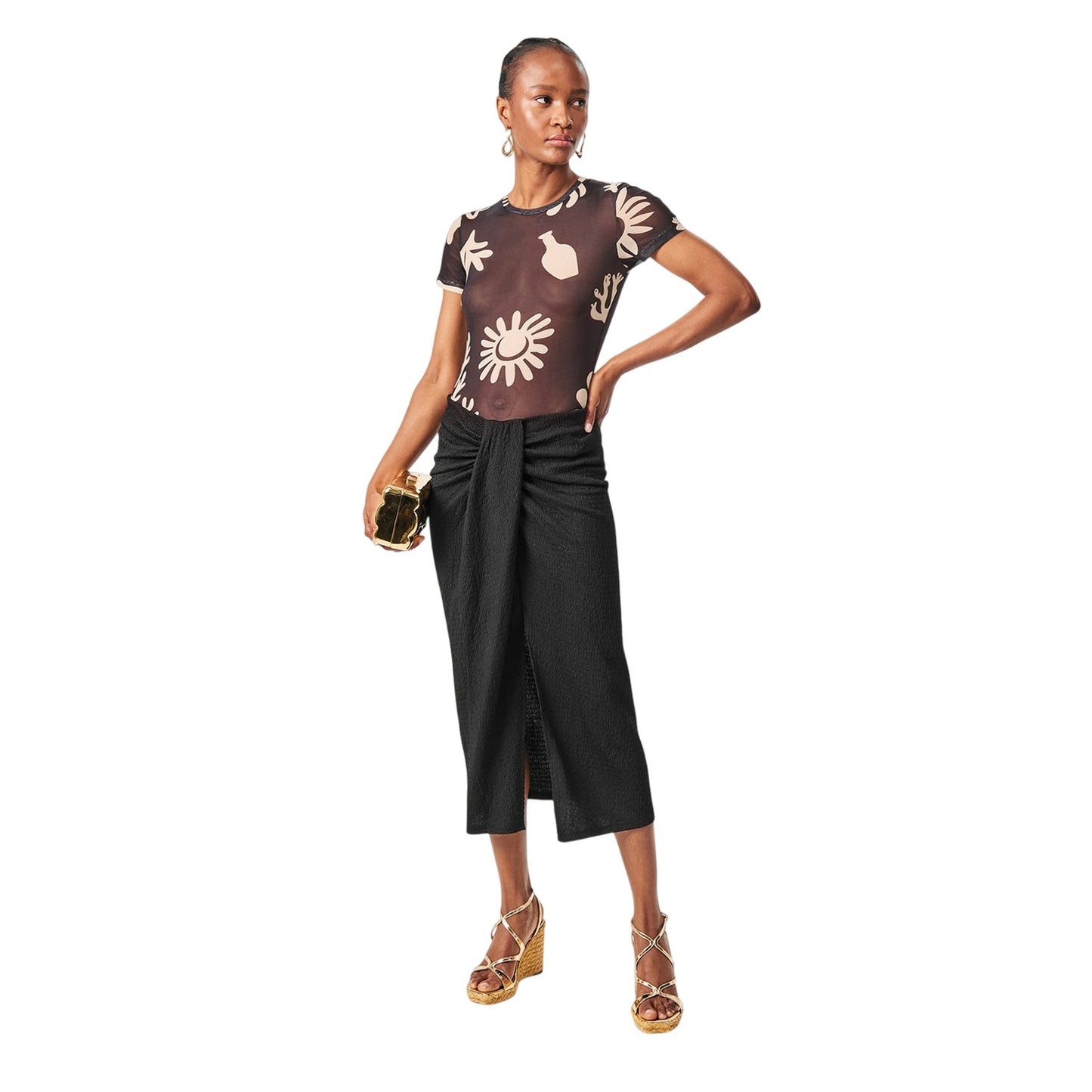 Black - Close up - Edited Womens-Ladies Coral Sheer T-Shirt