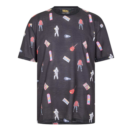 Black - Front - Back To The Future Mens Criminal Damage All-Over Print T-Shirt