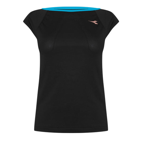 Black - Front - Diadora Womens-Ladies Logo Crew Neck T-Shirt