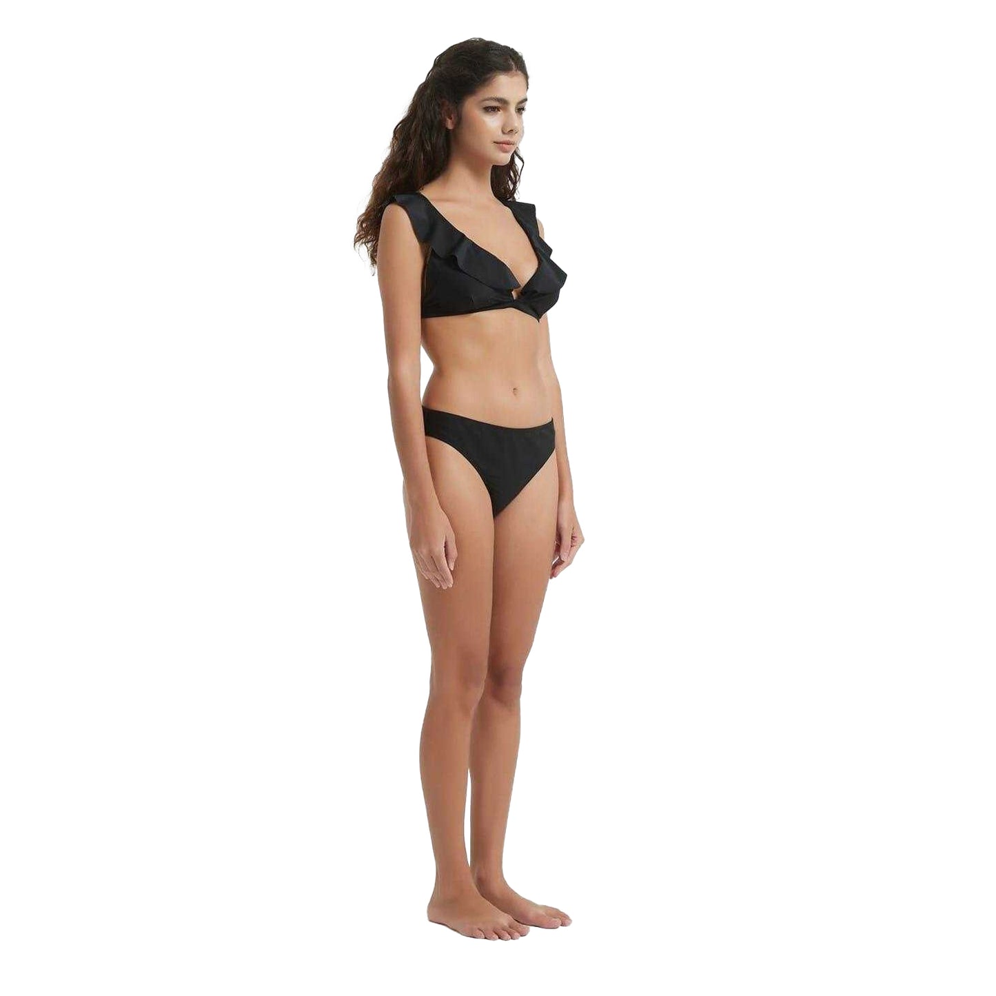 Black - Lifestyle - Be You Womens-Ladies Frill Bikini Top