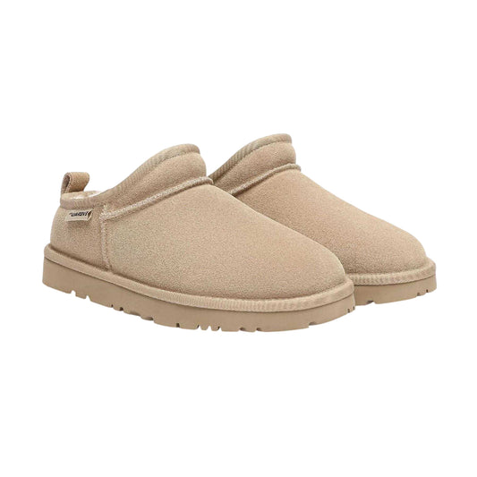 Sand - Front - EverAu Womens-Ladies Suede Flat Slipper Boots
