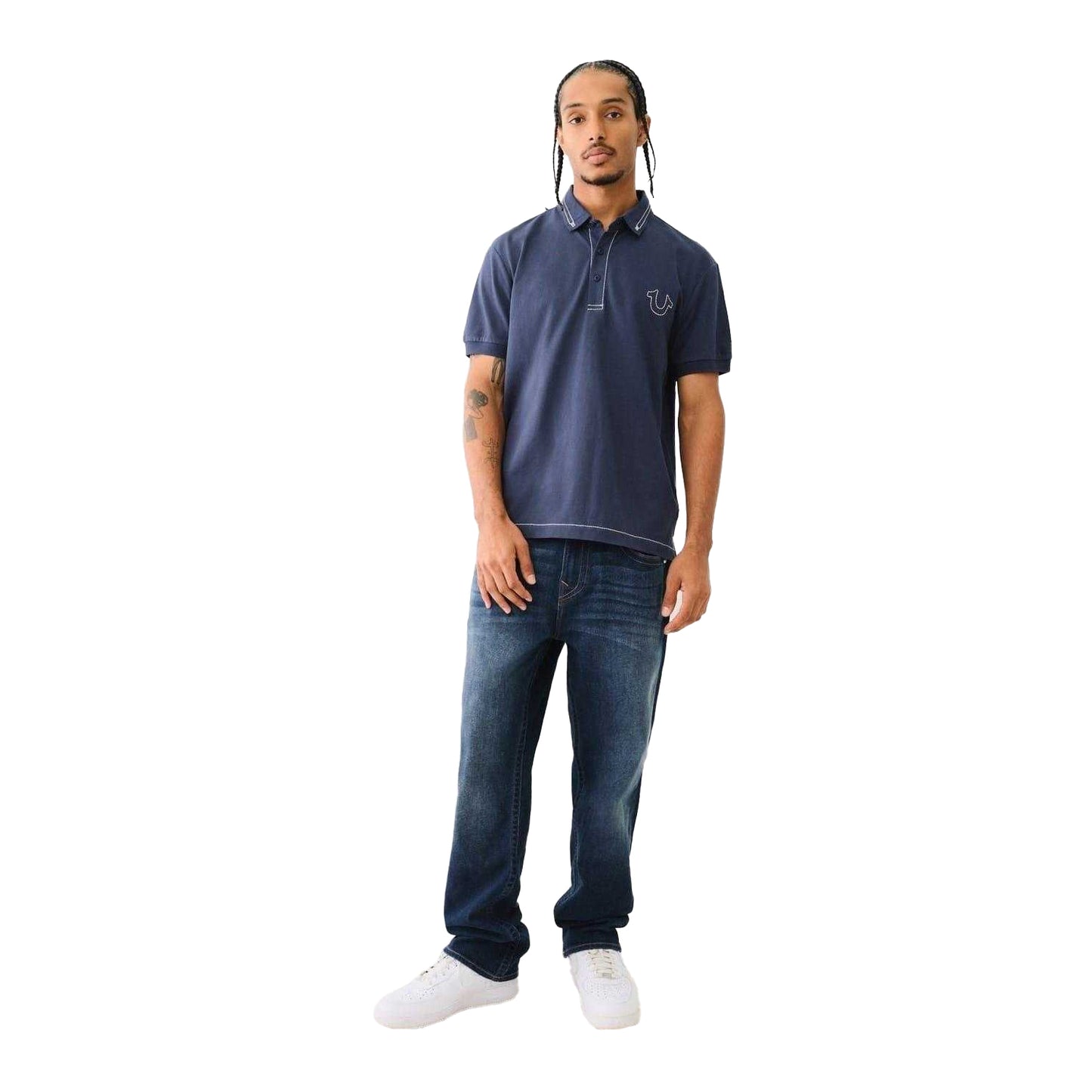 Dress Blue - Lifestyle - True Religion Mens Embroidered Logo Polo Shirt