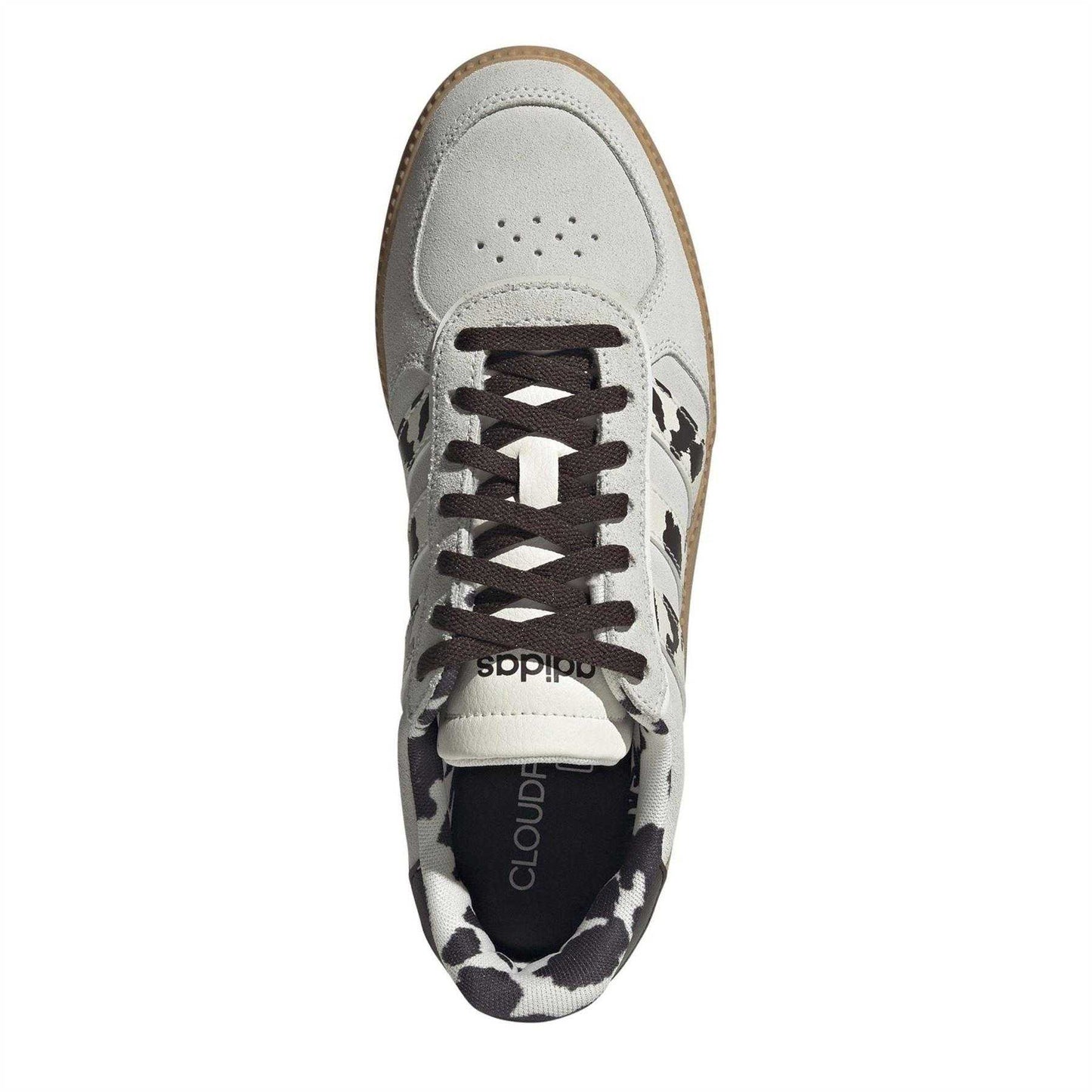 Off White - Pack Shot - Adidas Womens-Ladies Sleek Cow Print Leather Trainers