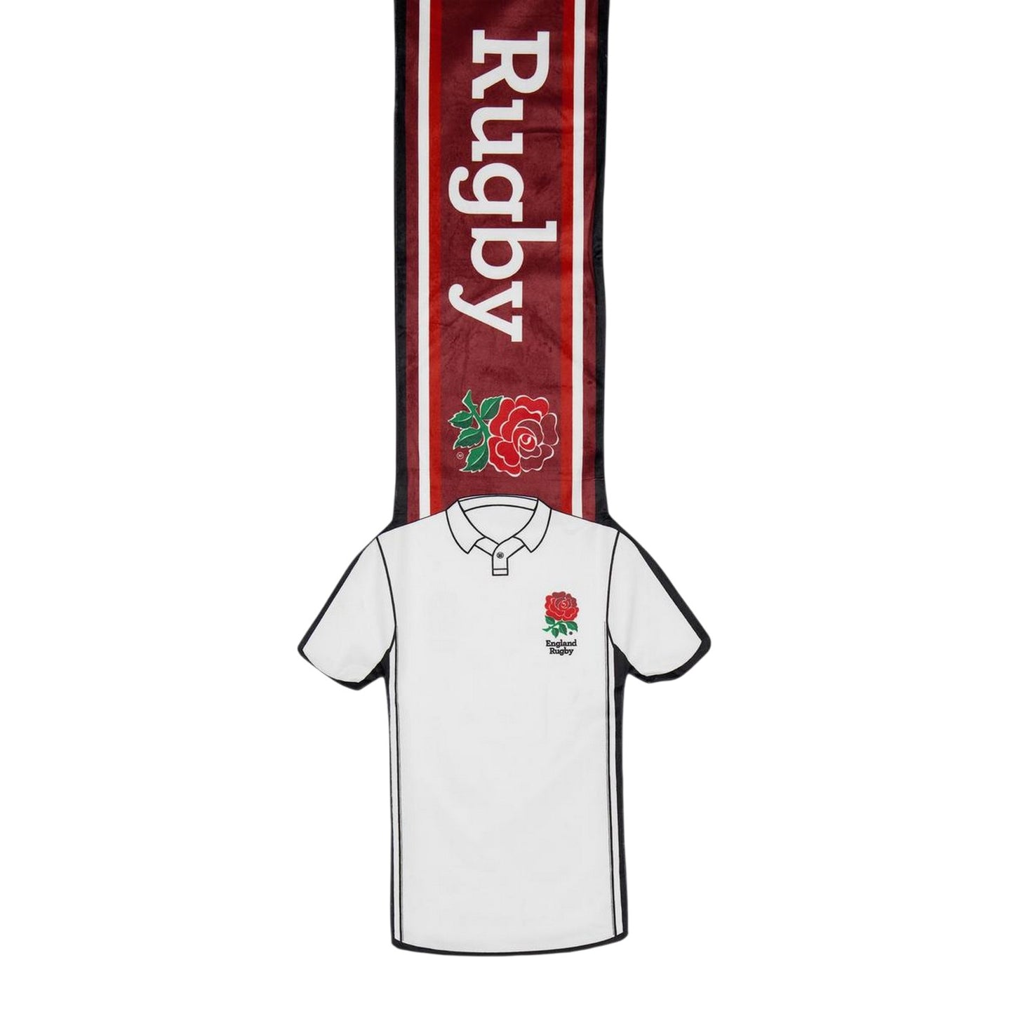 White-Red - Side - England Rugby Lettering Logo Scarf