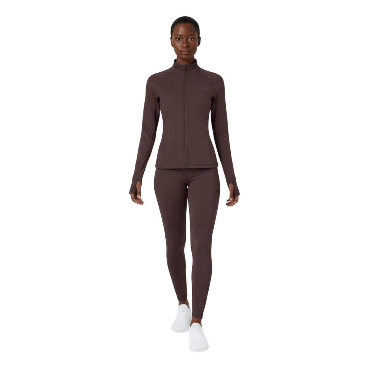 Espresso - Side - USA Pro Womens-Ladies Core Fitness Track Top