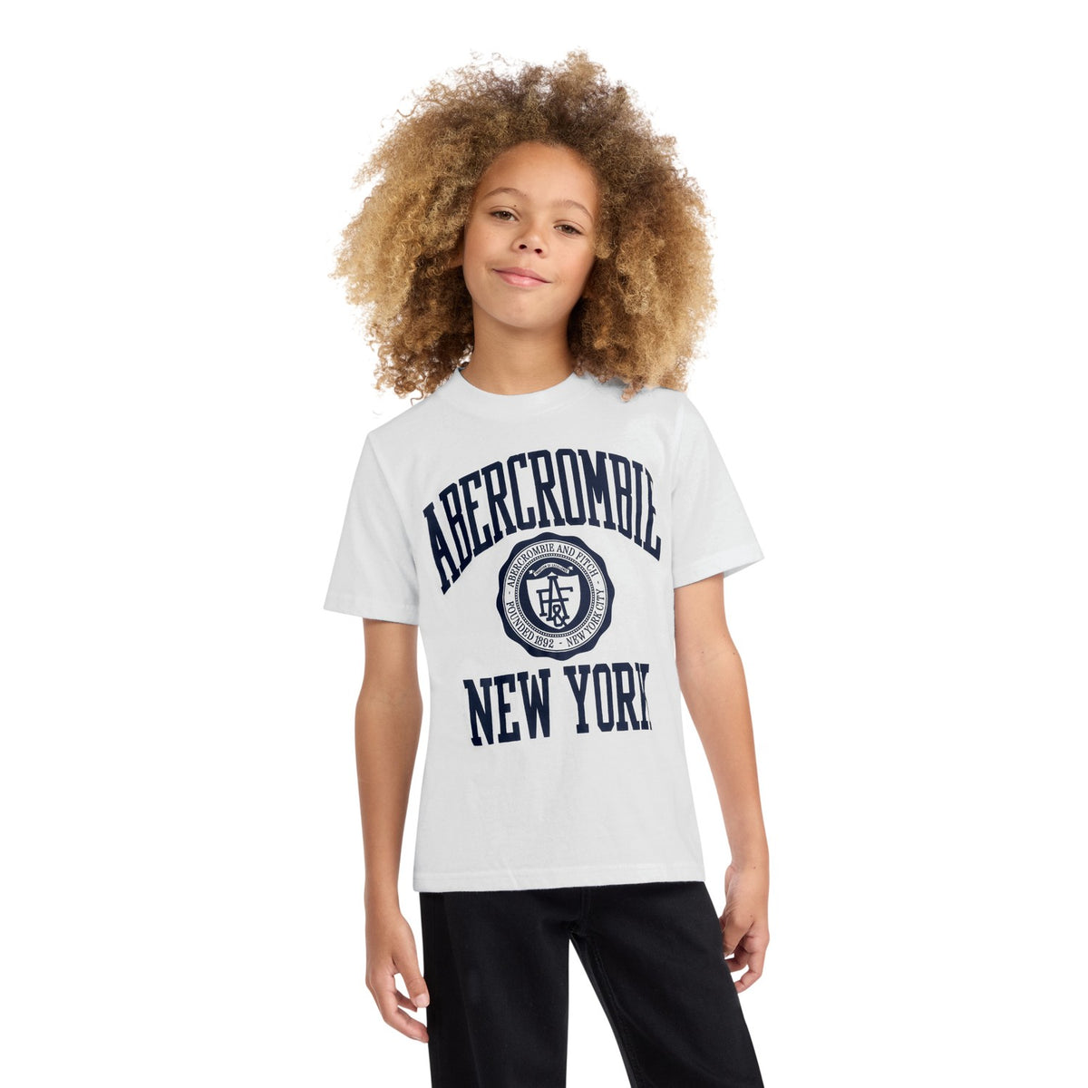 White - Side - Abercrombie & Fitch Childrens-Kids Lettering T-Shirt