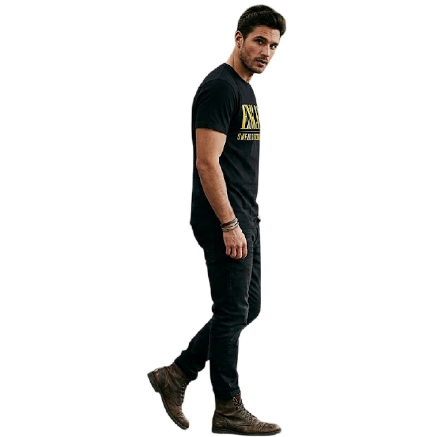 Black-Yellow - Side - AWD Mens World Cup England T-Shirt