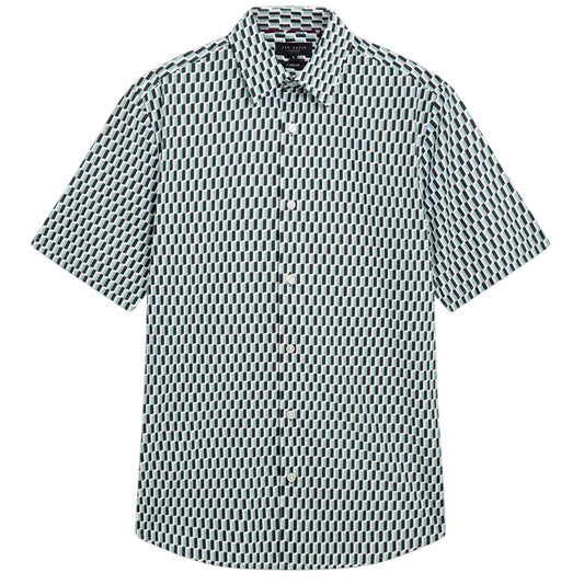 Turquoise - Front - Ted Baker Mens Geometric Regular Shirt