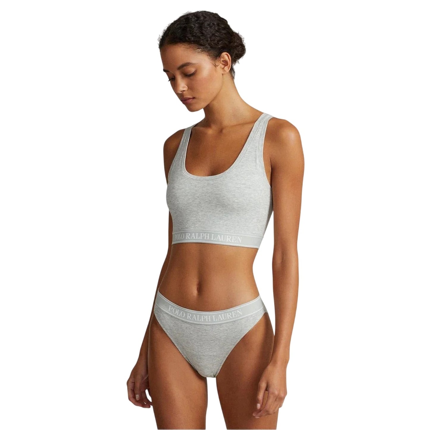 Grey - Lifestyle - Ralph Lauren Womens-Ladies Logo Scoop Neck Bralette