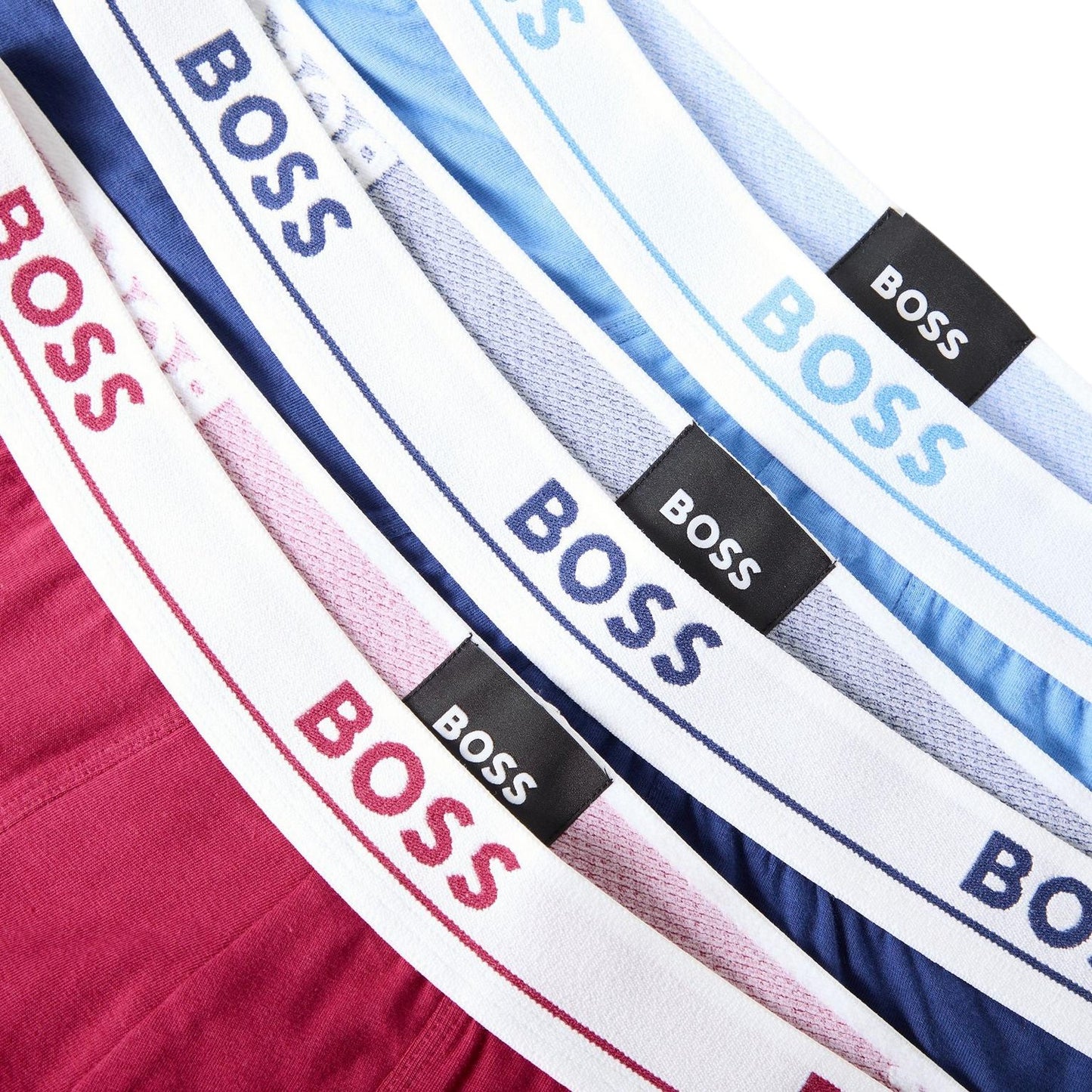 Black-Red-Blue - Pack Shot - Boss Mens Cotton Blend Boxer Shorts (Pack of 3)