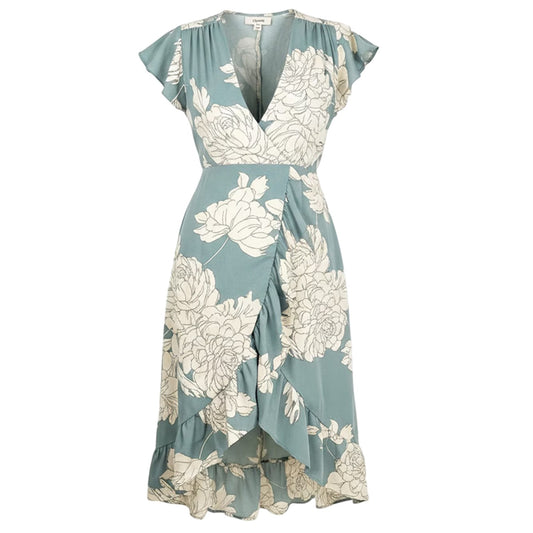 Duck Egg-Cream - Front - AX Paris Womens-Ladies Floral Polyester Midi Dress