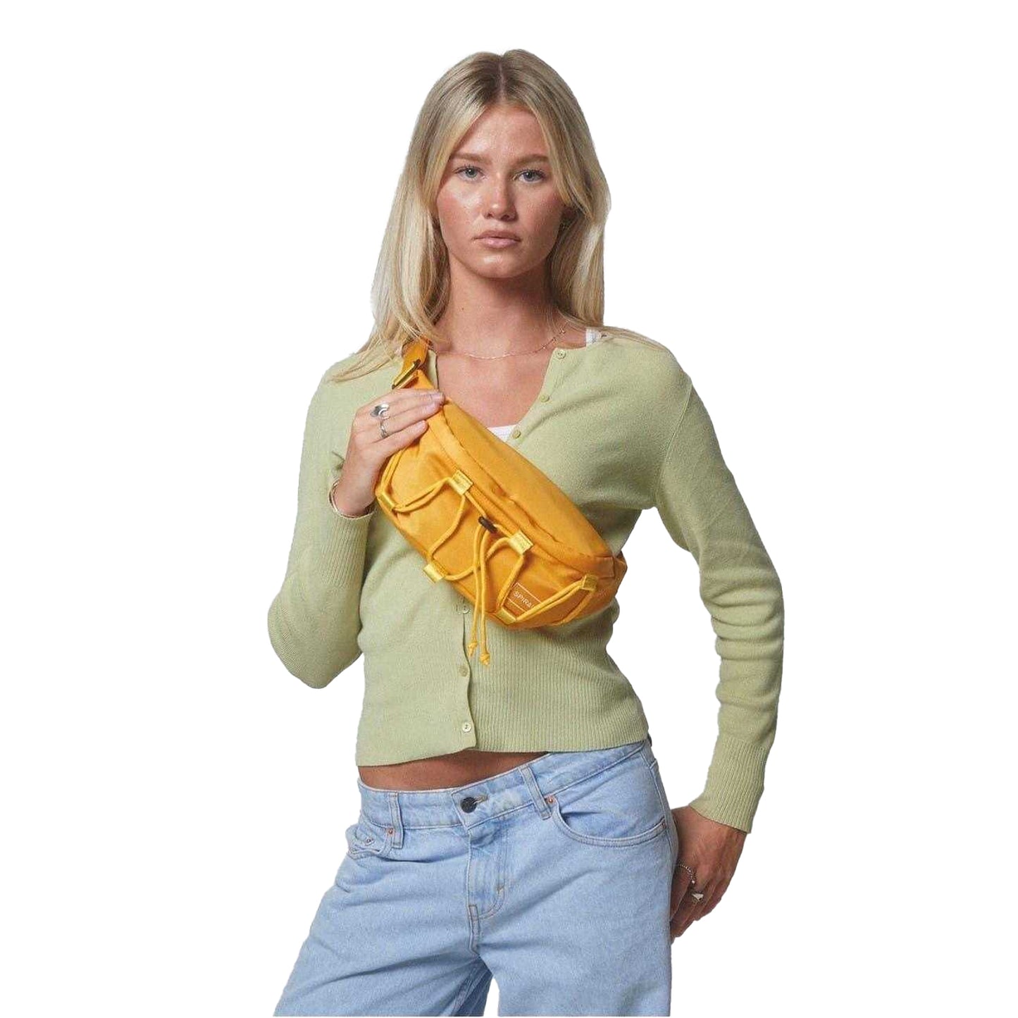 Mustard - Side - Spiral Arlo Crescent Shaped Waist Bag