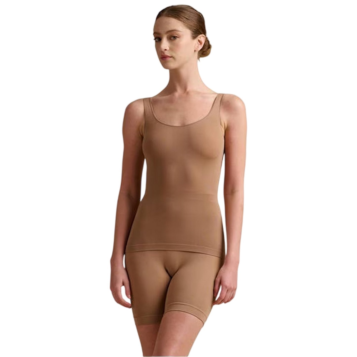 Macchiato - Side - Wolford Womens-Ladies Seamless Slim Cycling Shorts