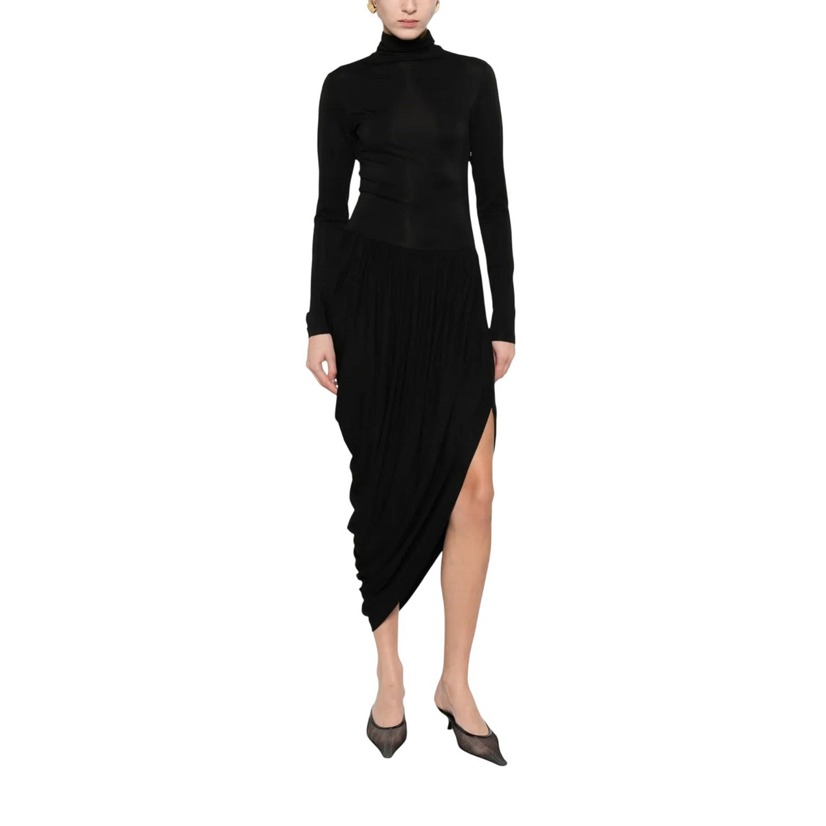Black - Side - I Saw It First Womens-Ladies Stretch Front Tie Midi Dress