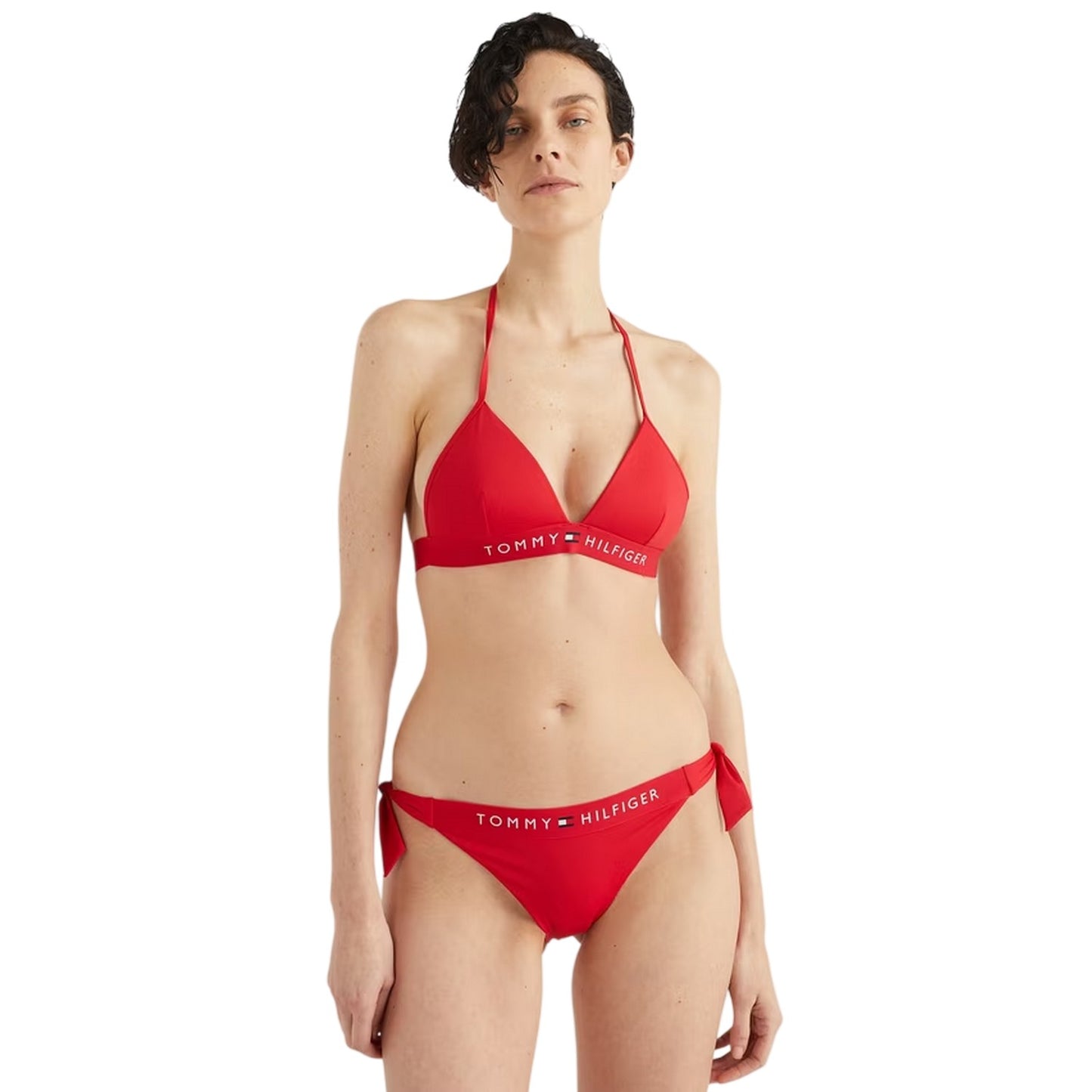 Primary Red - Side - Tommy Hilfiger Womens-Ladies Original Side Tie Bikini Bottoms