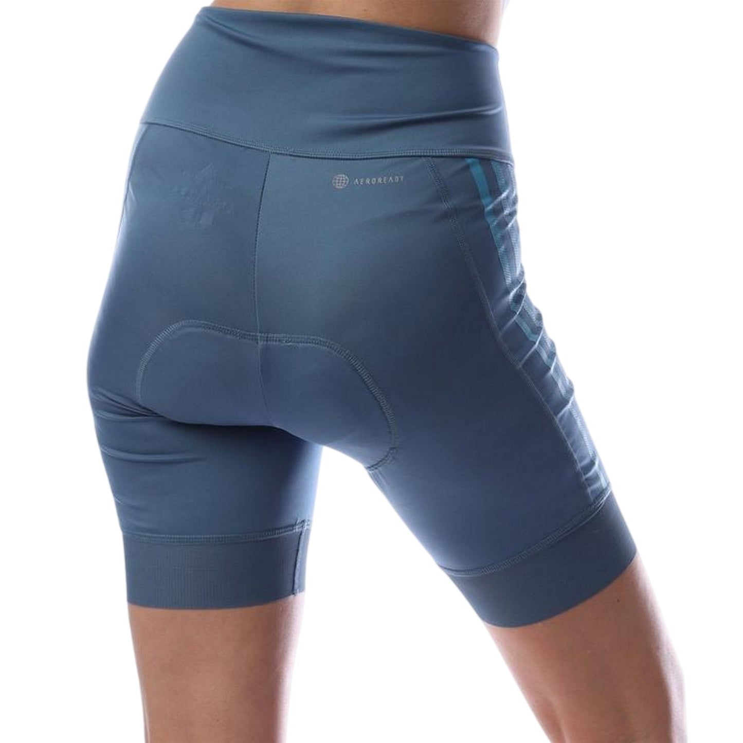 Blue - Back - Adidas Womens-Ladies Side Stripe Cycling Shorts