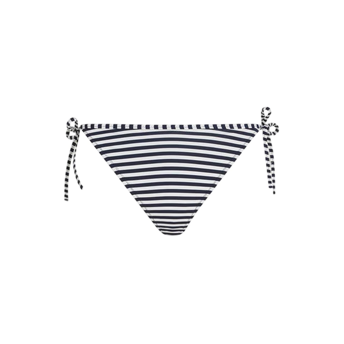 White-Black - Back - Tommy Jeans Womens-Ladies Scheeky Striped Side Tie Bikini Bottoms
