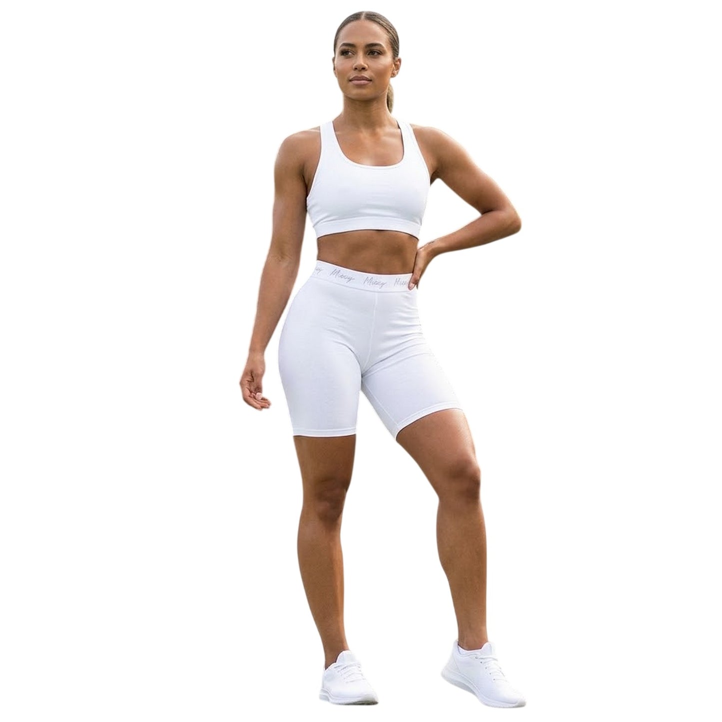 White - Back - Missy Empire Womens-Ladies Jersey Cycling Shorts
