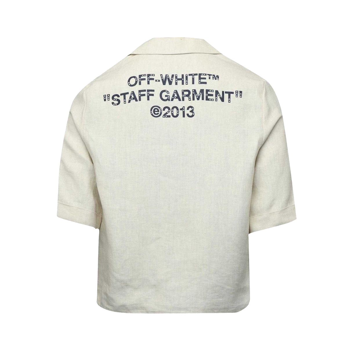 Light Beige - Back - Off White Womens-Ladies Logo Linen Shirt