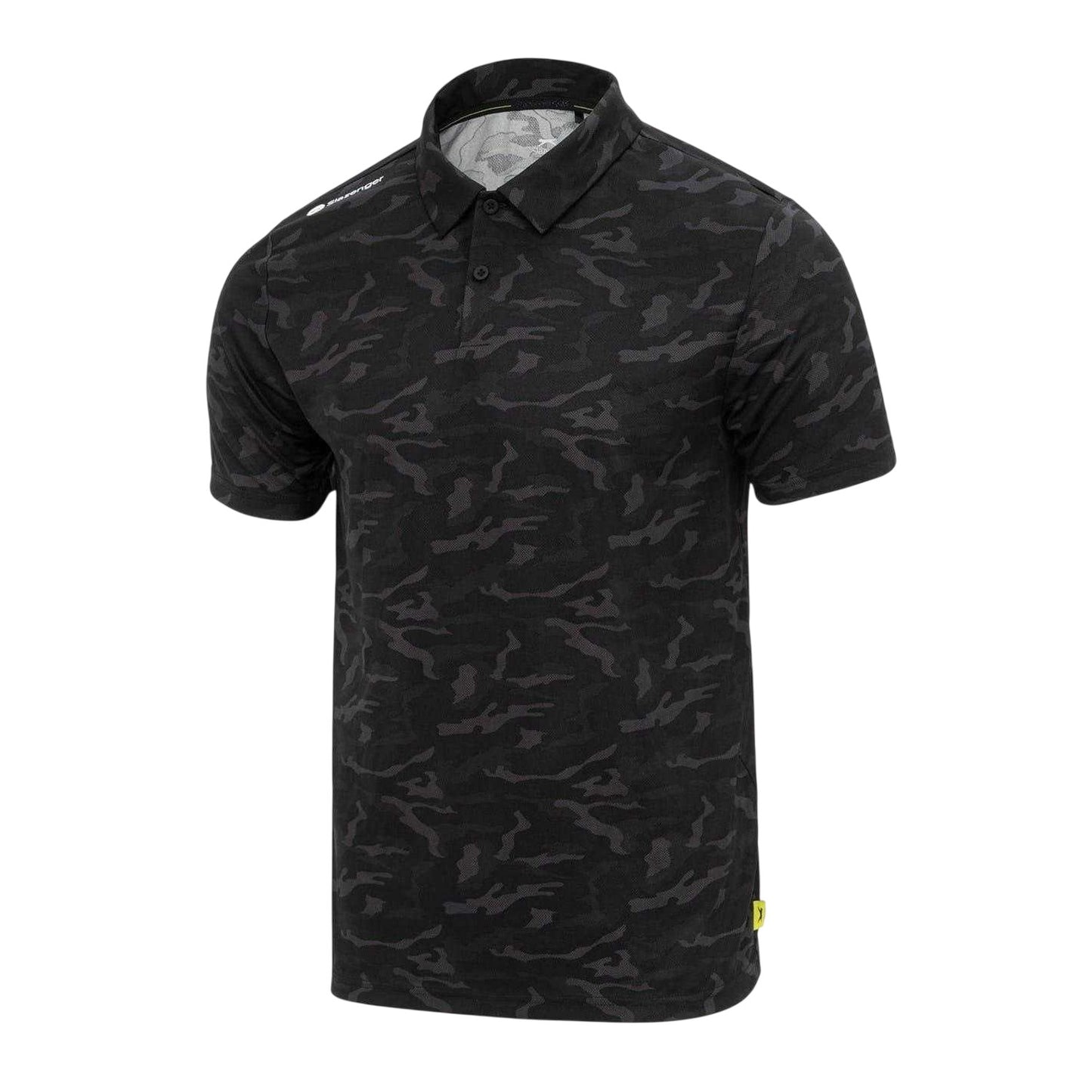 Black-Grey - Side - Slazenger Mens All-Over Print Lightweight Polo Shirt