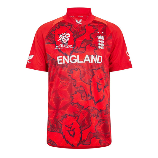 Red - Front - Castore Mens Ecb T20 England Cricket Replica Cricket Shirt