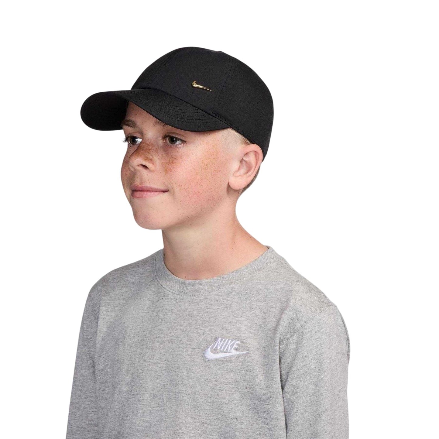 Black-Gold - Side - Nike Childrens-Kids Swoosh Cap
