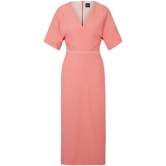 Dark Blue - Front - Boss Womens-Ladies Dawinga V Neck Midi Dress