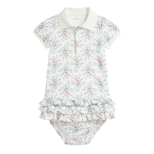 Floral Floral - Front - Ralph Lauren Baby Girls Cotton Relaxed Fit Polo Shirt Dress