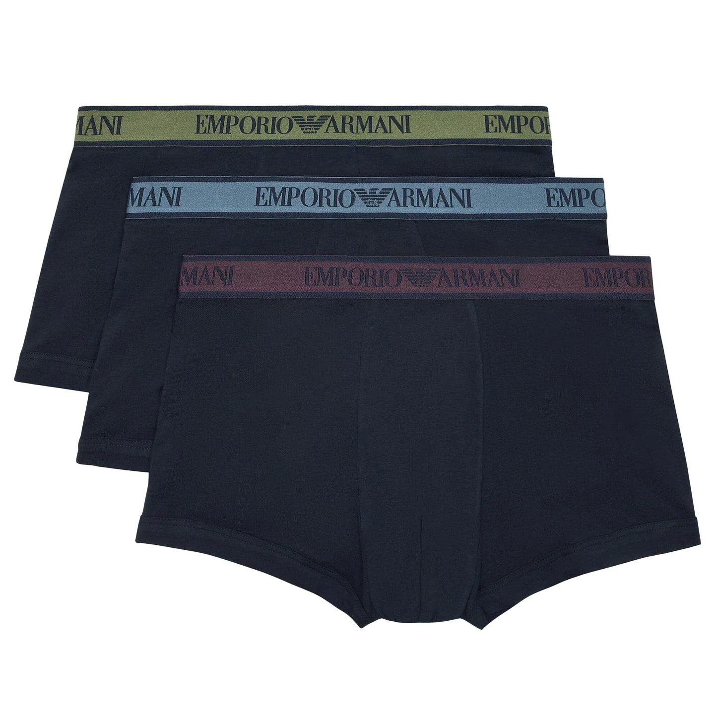 Navy - Front - Emporio Armani Mens Boxer Shorts (Pack of 3)