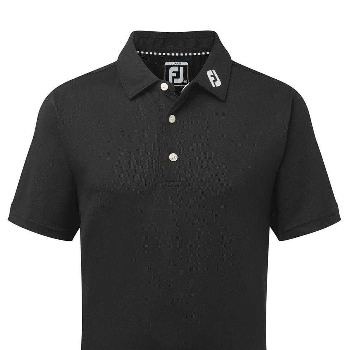 Black - Side - FootJoy Childrens-Kids Pique Stretch Short-Sleeved Polo Shirt