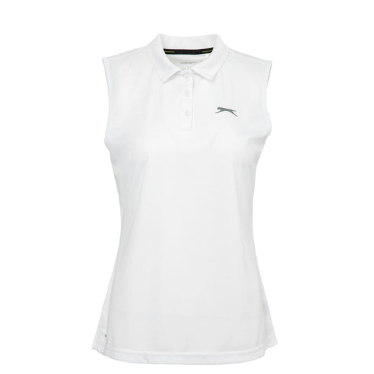 White - Front - Slazenger Womens-Ladies Sleeveless Polo Shirt