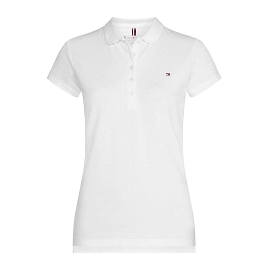 White - Front - Tommy Hilfiger Womens-Ladies Heritage Slim Short-Sleeved Polo Shirt