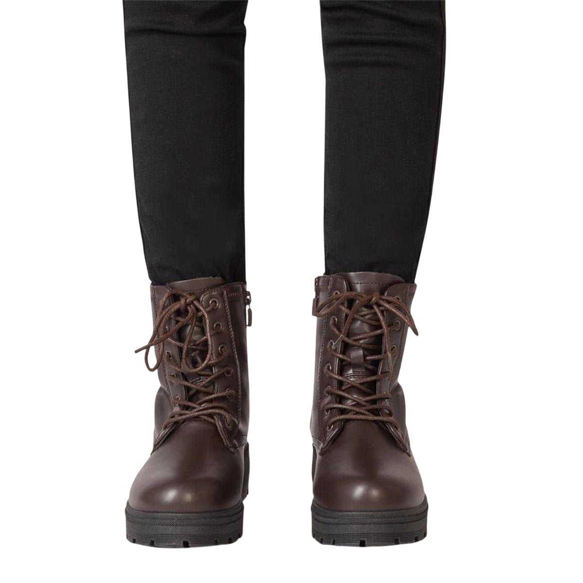 Dark Chocolate Brown - Lifestyle - I Saw It First Womens-Ladies Biker Ankle Boots