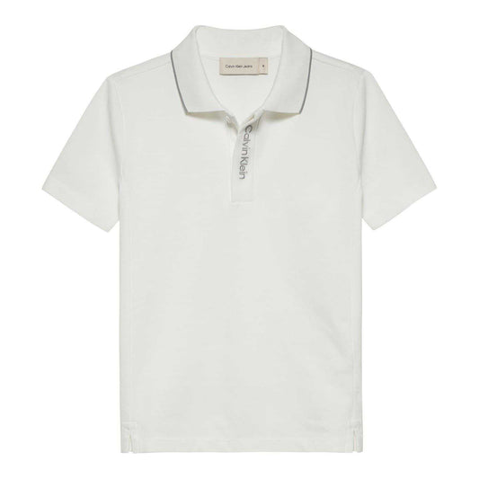 White - Front - Calvin Klein Boys Embroidered Logo Polo Shirt