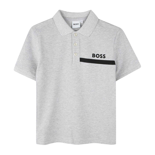 Grey - Front - Boss Childrens-Kids Regular Short-Sleeved Polo Shirt