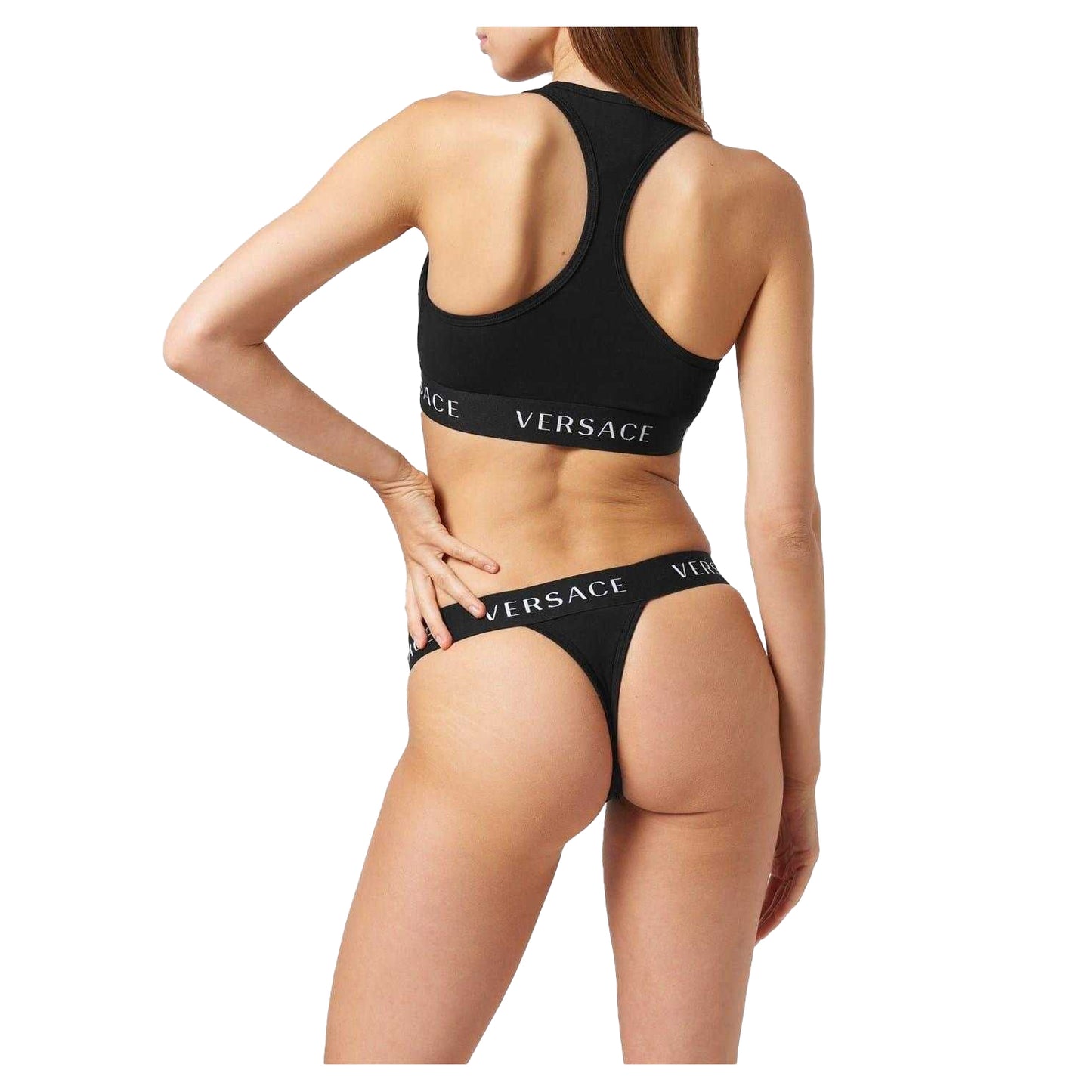 Black - Lifestyle - Versace Womens-Ladies Essentials Sports Bra