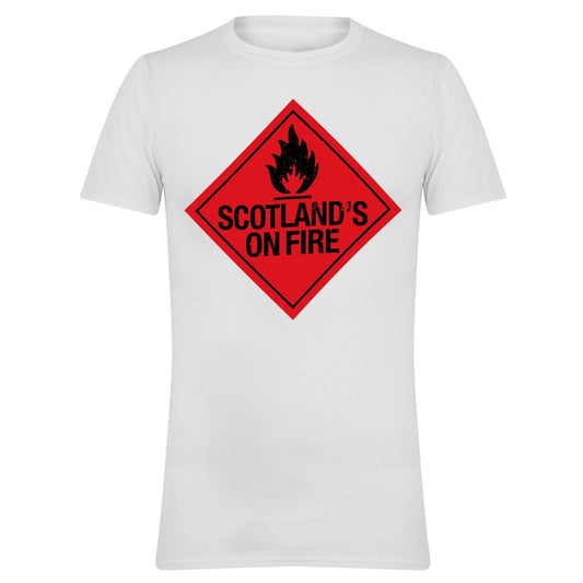 White - Front - AWD Mens Scotlands On Fire T-Shirt