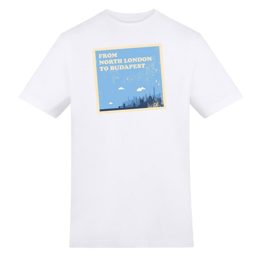 White - Front - AWD Mens From North London To Budapest T-Shirt